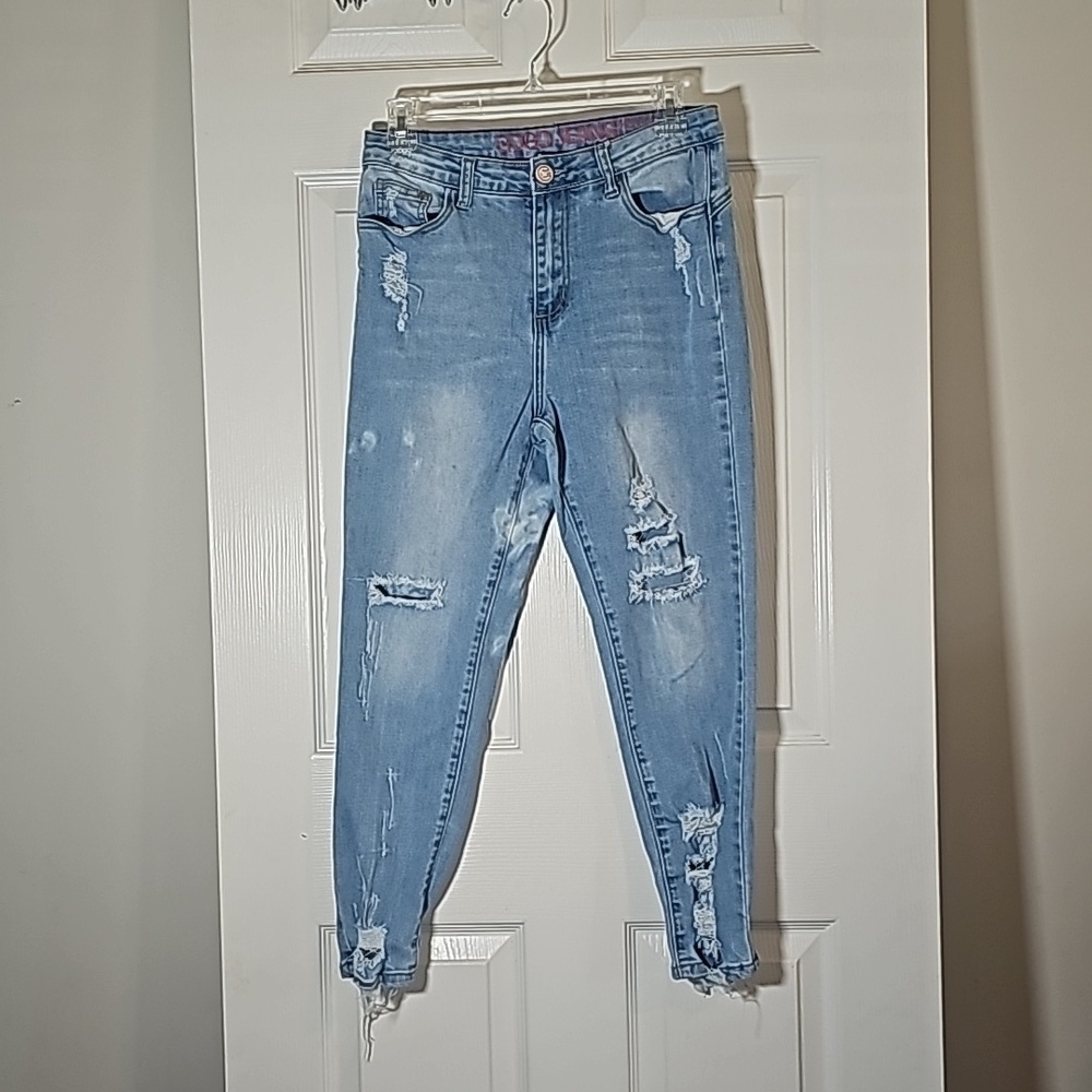 GO GO Jeans High Rise Ankle Denim Stretch Distressed Size 11